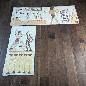 Hand Quilted Egyptian Style Banner Wall Hanging – Set of 2, Rare Find
